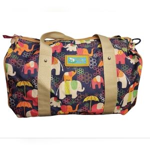 LilyZen By Lily Bloom Multicolor Elephant Duffle Bag EUC